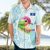 Saipan CMNI Hawaiian Shirt Polynesian Northern Mariana Islands Fruit Dove Watercolor