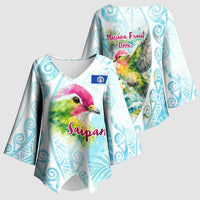 Saipan CMNI Kimono Sleeve Blouse Polynesian Northern Mariana Islands Fruit Dove Watercolor TS04 - Polynesian Pride