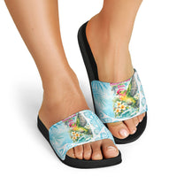 Saipan CMNI Slide Sandals Polynesian Northern Mariana Islands Fruit Dove Watercolor TS04 - Polynesian Pride