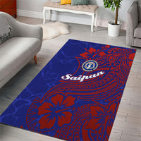 Saipan Northern Mariana Islands Area Rug Polynesian Tribal Tattoo Art With Hibiscus Flowers And Seal