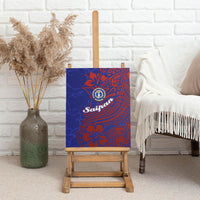 Saipan Northern Mariana Islands Canvas Wall Art Polynesian Tribal Tattoo Art With Hibiscus Flowers And Seal TS04 - Polynesian Pride