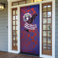 Saipan Northern Mariana Islands Door Cover Polynesian Tribal Tattoo Art With Hibiscus Flowers And Seal