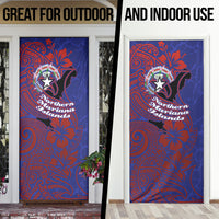 Saipan Northern Mariana Islands Door Cover Polynesian Tribal Tattoo Art With Hibiscus Flowers And Seal