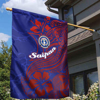 Saipan Northern Mariana Islands Garden Flag Polynesian Tribal Tattoo Art With Hibiscus Flowers And Seal