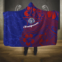 Saipan Northern Mariana Islands Hooded Blanket Polynesian Tribal Tattoo Art With Hibiscus Flowers And Seal