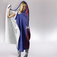 Saipan Northern Mariana Islands Hooded Blanket Polynesian Tribal Tattoo Art With Hibiscus Flowers And Seal