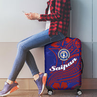 Saipan Northern Mariana Islands Luggage Cover Polynesian Tribal Tattoo Art With Hibiscus Flowers And Seal