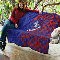 Saipan Northern Mariana Islands Quilt Polynesian Tribal Tattoo Art With Hibiscus Flowers And Seal