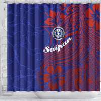Saipan Northern Mariana Islands Shower Curtain Polynesian Tribal Tattoo Art With Hibiscus Flowers And Seal