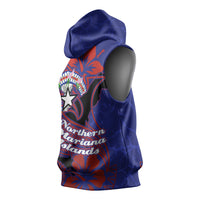 Saipan Northern Mariana Islands Sleeveless Hoodie Polynesian Tribal Tattoo Art With Hibiscus Flowers And Seal