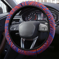 Saipan Northern Mariana Islands Steering Wheel Cover Polynesian Tribal Tattoo Art With Hibiscus Flowers And Seal TS04 - Polynesian Pride