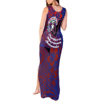 Saipan Northern Mariana Islands Tank Maxi Dress Polynesian Tribal Tattoo Art With Hibiscus Flowers And Seal