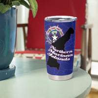 Saipan Northern Mariana Islands Tumbler Cup Polynesian Tribal Tattoo Art With Hibiscus Flowers And Seal