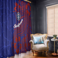 Saipan Northern Mariana Islands Window Curtain Polynesian Tribal Tattoo Art With Hibiscus Flowers And Seal TS04 - Polynesian Pride