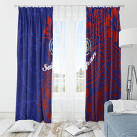 Saipan Northern Mariana Islands Window Curtain Polynesian Tribal Tattoo Art With Hibiscus Flowers And Seal TS04 - Polynesian Pride