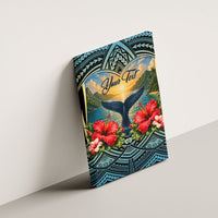 Personalized Masefau American Samoa Whale Canvas Wall Art Polynesian Tribal Pattern Tropical Hibiscus