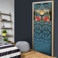 Personalized Masefau American Samoa Whale Door Cover Polynesian Tribal Pattern Tropical Hibiscus