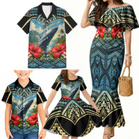 Personalized Masefau American Samoa Whale Family Matching Mermaid Dress and Hawaiian Shirt Polynesian Tribal Pattern Tropical Hibiscus TS04 - Polynesian Pride
