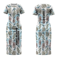 Personalized Masefau American Samoa Couples Matching Short Sleeve Bodycon Dress and Hawaiian Shirt Vintage Whale Hibiscus Ocean Waves