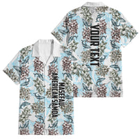 Personalized Masefau American Samoa Family Matching Long Sleeve Bodycon Dress and Hawaiian Shirt Vintage Whale Hibiscus Ocean Waves TS04 Dad's Shirt - Short Sleeve White Blue - Polynesian Pride