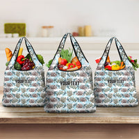 Personalized Masefau American Samoa Grocery Bag Vintage Whale Hibiscus Ocean Waves TS04 3-pack One Size White Blue - Polynesian Pride