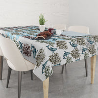 Personalized Masefau American Samoa Tablecloth Vintage Whale Hibiscus Ocean Waves TS04 - Polynesian Pride