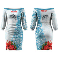 Personalized American Samoa Masefau Couples Matching Off The Shoulder Long Sleeve Dress and Hawaiian Shirt Hibiscus Tropical Floral Whale Polynesian Tribal Pattern TS04 - Polynesian Pride