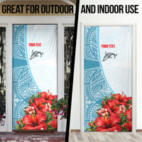Personalized American Samoa Masefau Door Cover Hibiscus Tropical Floral Whale Polynesian Tribal Pattern TS04 - Polynesian Pride