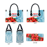 Personalized American Samoa Masefau Leather Bag Hibiscus Tropical Floral Whale Polynesian Tribal Pattern TS04 - Polynesian Pride