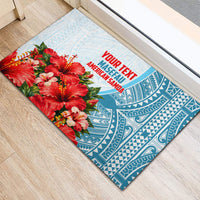 Personalized American Samoa Masefau Rubber Doormat Hibiscus Tropical Floral Whale Polynesian Tribal Pattern TS04 - Polynesian Pride
