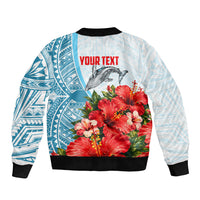 Personalized American Samoa Masefau Sleeve Zip Bomber Jacket Hibiscus Tropical Floral Whale Polynesian Tribal Pattern TS04 - Polynesian Pride