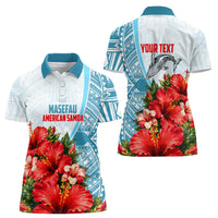 Personalized American Samoa Masefau Women Polo Shirt Hibiscus Tropical Floral Whale Polynesian Tribal Pattern TS04 - Polynesian Pride