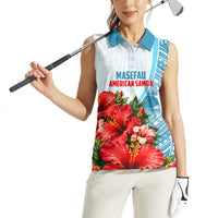 Personalized American Samoa Masefau Women Sleeveless Polo Shirt Hibiscus Tropical Floral Whale Polynesian Tribal Pattern TS04 - Polynesian Pride