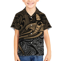 Polynesian Family Matching Long Sleeve Bodycon Dress and Hawaiian Shirt Hammerhead Shark Tribal Pattern TS04 Son's Shirt Black Yellow - Polynesian Pride