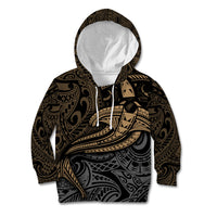Polynesian Kid Hoodie Hammerhead Shark Tribal Pattern TS04 Hoodie Black Yellow - Polynesian Pride