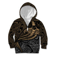 Polynesian Kid Hoodie Hammerhead Shark Tribal Pattern TS04 Zip Hoodie Black Yellow - Polynesian Pride