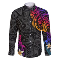 Turtle and Plumeria - Polynesian Family Matching Mermaid Dress and Hawaiian Shirt TS04 Dad's Shirt - Long Sleeve Gradient - Polynesian Pride