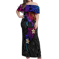 Turtle and Plumeria - Polynesian Off Shoulder Maxi Dress TS04 Women Gradient - Polynesian Pride