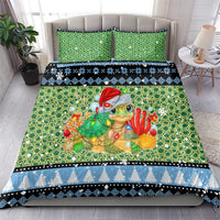Micronesia Christmas Bedding Set with Santa Turtle Coral Reef and Holiday Ocean Pattern - Polynesian Pride