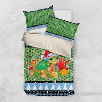 Micronesia Christmas Bedding Set with Santa Turtle Coral Reef and Holiday Ocean Pattern - Polynesian Pride