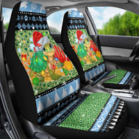 Micronesia Christmas Car Seat Cover with Santa Turtle Coral Reef and Holiday Ocean Pattern - Polynesian Pride