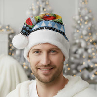Micronesia Christmas Santa Hat with Santa Turtle Coral Reef and Holiday Ocean Pattern TS04 - Polynesian Pride