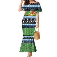 Micronesia Christmas Family Matching Mermaid Dress and Hawaiian Shirt with Santa Turtle Coral Reef and Holiday Ocean Pattern - Polynesian Pride