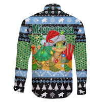 Micronesia Christmas Family Matching Puletasi and Hawaiian Shirt with Santa Turtle Coral Reef and Holiday Ocean Pattern - Polynesian Pride