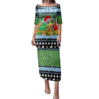 Micronesia Christmas Family Matching Puletasi and Hawaiian Shirt with Santa Turtle Coral Reef and Holiday Ocean Pattern - Polynesian Pride