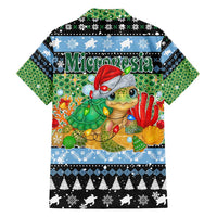 Micronesia Christmas Family Matching Summer Maxi Dress and Hawaiian Shirt with Santa Turtle Coral Reef and Holiday Ocean Pattern - Polynesian Pride