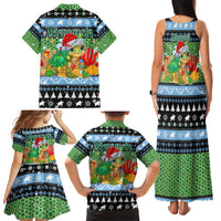 Micronesia Christmas Family Matching Tank Maxi Dress and Hawaiian Shirt with Santa Turtle Coral Reef and Holiday Ocean Pattern - Polynesian Pride