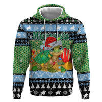 Micronesia Christmas Hoodie with Santa Turtle Coral Reef and Holiday Ocean Pattern - Polynesian Pride