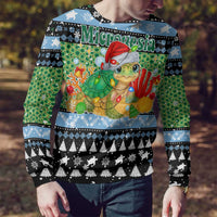 Micronesia Christmas Ugly Christmas Sweater with Santa Turtle Coral Reef and Holiday Ocean Pattern - Polynesian Pride