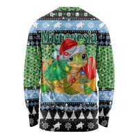 Micronesia Christmas Long Sleeve Shirt with Santa Turtle Coral Reef and Holiday Ocean Pattern - Polynesian Pride